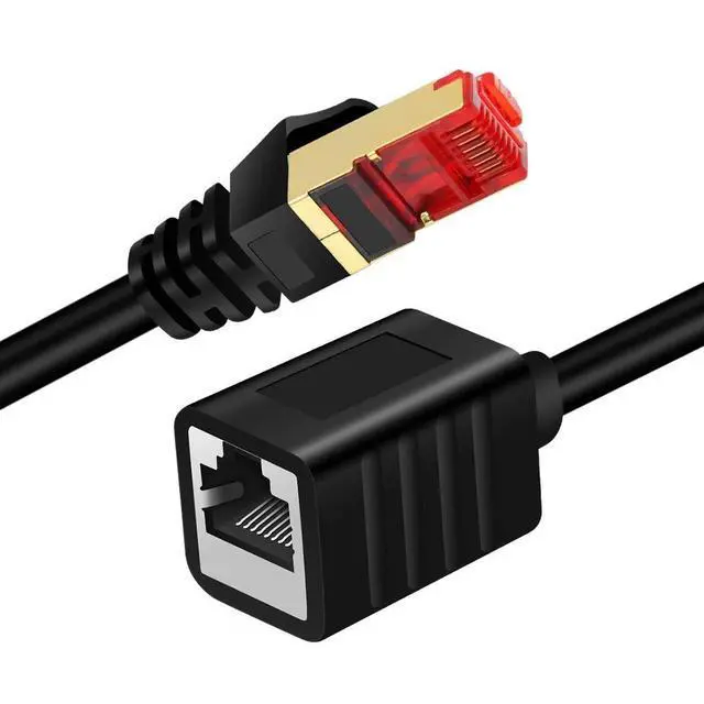 Alt view image 2 of 5 - Ethernet Extension Cable 50 ft,Yeung Qee Shielded Network Cat7 Ethernet Extender Cable Adapter RJ45 Cords Shielded Male to Female Connector (50FT/15M)