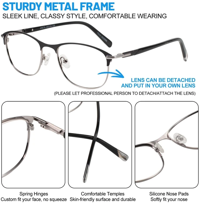 Alt view image 3 of 5 - WEMOOTANTS Blue Light Blocking Glasses Metal Black Frame Non Prescription Eyeglasses