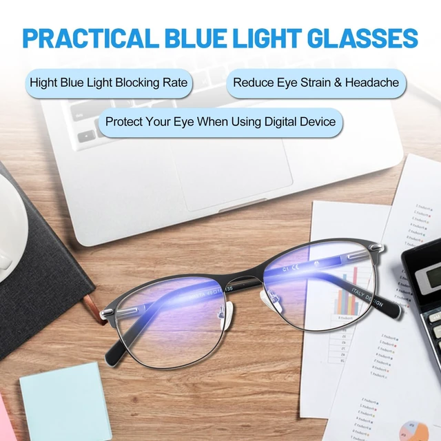 Alt view image 4 of 5 - WEMOOTANTS Blue Light Blocking Glasses Metal Black Frame Non Prescription Eyeglasses