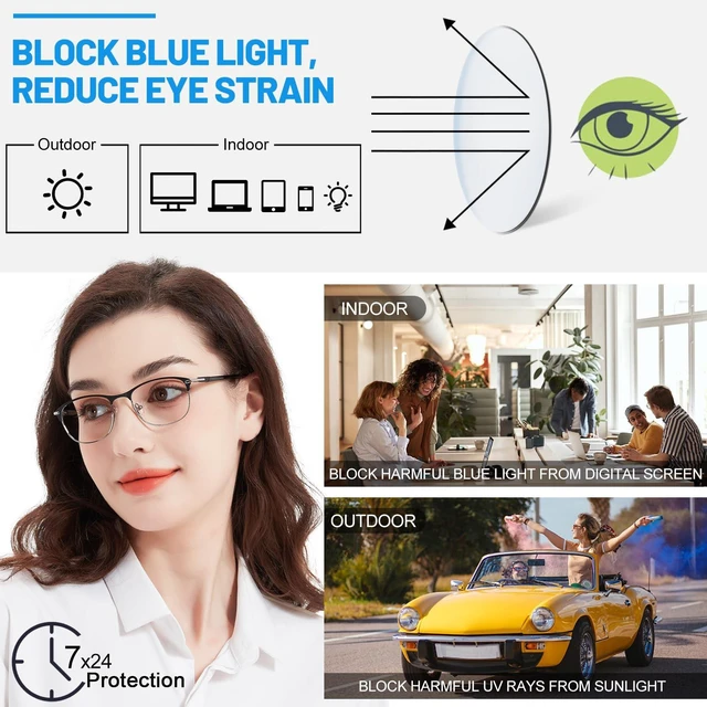 Alt view image 5 of 5 - WEMOOTANTS Blue Light Blocking Glasses Metal Black Frame Non Prescription Eyeglasses