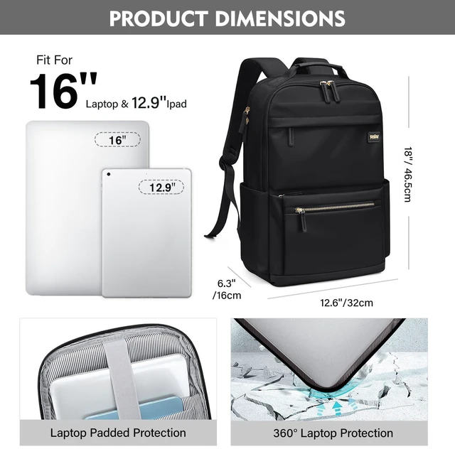 Alt view image 3 of 5 - VNINE Laptop Backpack Fashion Bag Travel Daily Backpack for Women Fits 15.6 Inch Laptop Water Resistant Computer Backpack for College Business Capacity Casual Bags carry Daypack