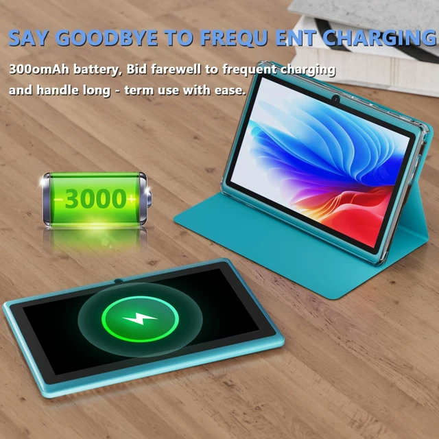 Alt view image 4 of 5 - Tablet with Case 7 inch Tablet Android 14, 8GB RAM (5GB Expandable) 32GB ROM 7" Tabletas Supports 1TB MicroSD, Long Battery Dual Camera Tableta 5G WiFi-6 Android tablets with Tablets Protective Cover