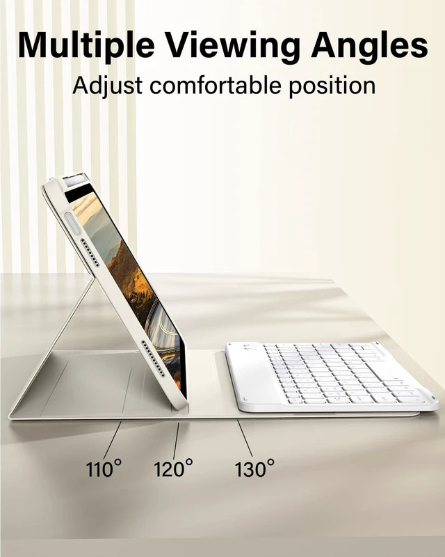 Alt view image 5 of 5 - ZKTUYU for iPad A16 11th 10th Generation Case with Keyboard - Wireless Detachable Folio Keyboard Cover with Pencil Holder for iPad 11/10.9 inch 2025/2022 (Cream White)