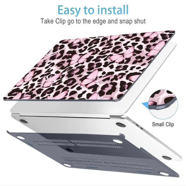 Alt view image 5 of 5 - Mektron for 2026/2025/2024/2023 MacBook Air 15 INCH M5 A3448 /M4 A3241 /M3 A3114 /M2 A2941 Case, Printed Plastic Hard Shell Cover with 15.3" Liquid Retina Display Touch ID, Leopard Pink Butterfly