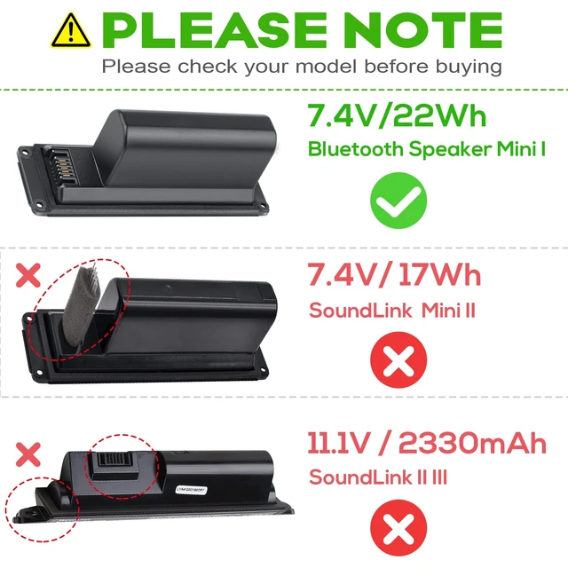 Alt view image 2 of 5 - Fancy Buying 7.4V 22.2Wh 061385 Battery for Bose Soundlink Mini I one Gen 1 Speaker US Version bateria para 413295 61385 61384 61386 63287 061384 061386 063287