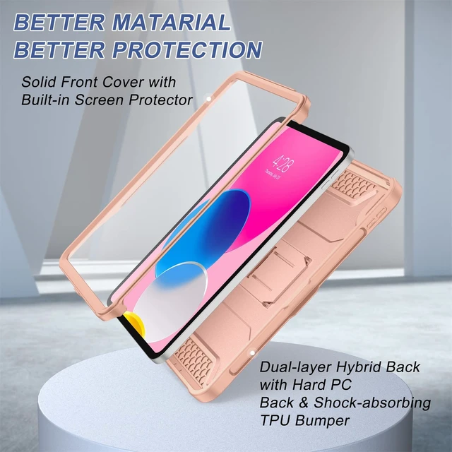 Alt view image 4 of 5 - Soke Case for iPad (A16) 11th Generation 11-inch 2025, iPad 10th Generation 10.9-inch 2022, with Built-in Screen Protector and Kickstand, Rugged Full Body Protective Cover - New Rose Gold