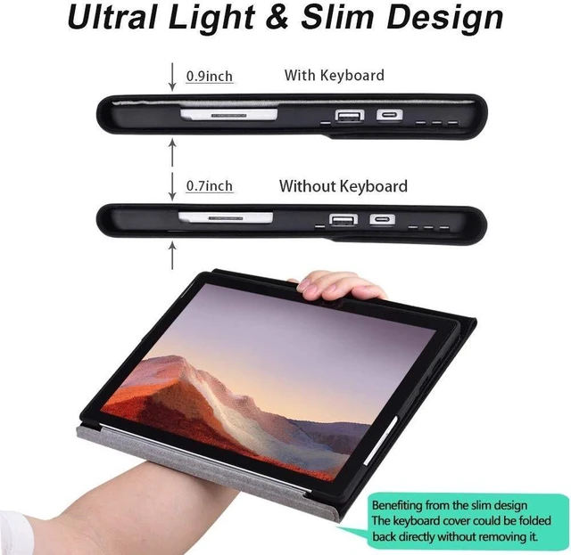 Alt view image 5 of 5 - xisiciao Case for Surface Pro 7 Plus/Pro 7 / Pro 6 / Pro 5 / Pro 4 with Stylus Holder, Multiple Angle Polyester Slim Lightweight Cover, Compatible with Type Cover Keyboard