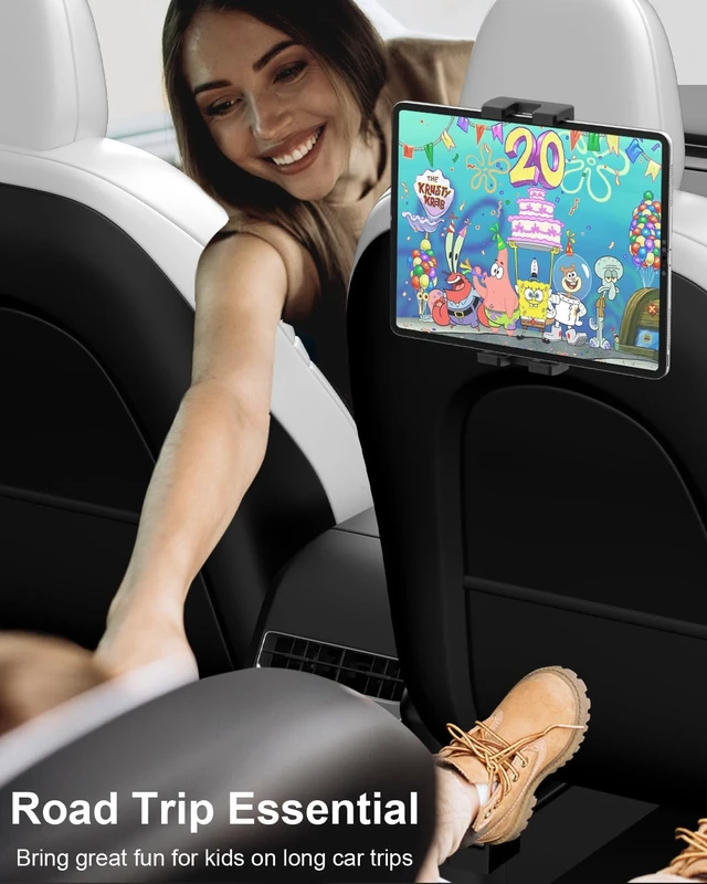 Alt view image 3 of 5 - woleyi for Tesla Model Y Model 3 Headrest Tablet Holder - 2026 Tesla Tablet Mount for Back Seat, Gifts Road Trip Essentials for Kids, for 4-13" Devices, iPad Pro Air Mini, Galaxy Tabs, Fire HD, Switch