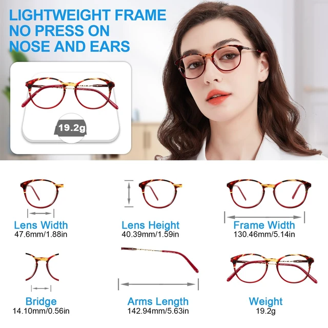 Alt view image 5 of 5 - WEMOOTANTS Retro Blue Light Blocking Glasses Round Eyeglasses Frame Red Tortoise
