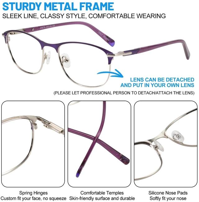 Alt view image 2 of 5 - WEMOOTANTS Blue Light Blocking Glasses Metal Purple Frame Non Prescription Eyeglasses