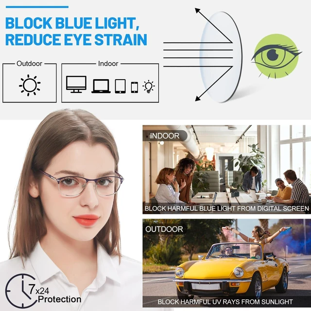 Alt view image 4 of 5 - WEMOOTANTS Blue Light Blocking Glasses Metal Purple Frame Non Prescription Eyeglasses