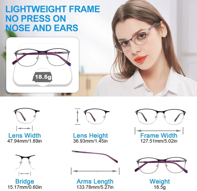 Alt view image 5 of 5 - WEMOOTANTS Blue Light Blocking Glasses Metal Purple Frame Non Prescription Eyeglasses