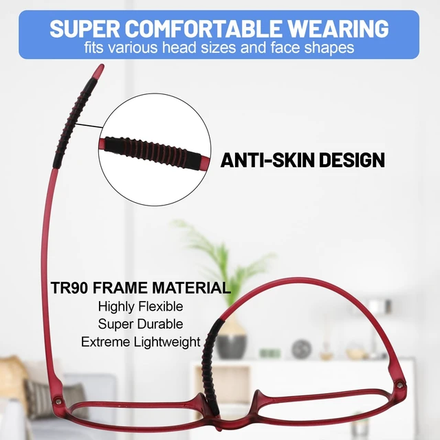 Alt view image 3 of 5 - WEMOOTANTS 4 Packs Narrow Blue Light Blocking Reading Glasses 2.0 Men Women Lightweight Red Readers 1.0 1.5 2.00 2.5 3.0 3.5 4.0