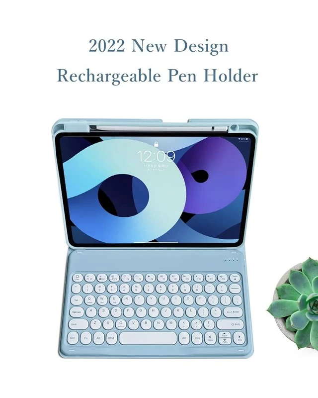 Alt view image 4 of 5 - kaitesi Keyboard Case Compatible with iPad mini A17 Pro/iPad mini 6th Generation Keyboard Case Round Button Detachable BT Color Keyboard Cover (Blue)