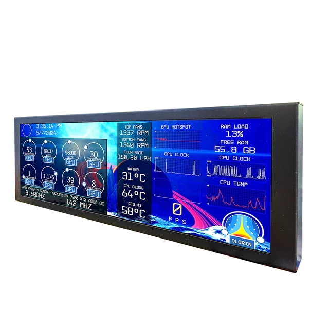 Alt view image 2 of 5 - VSDISPLAY 7.84'' 1280x400 IPS Mini Monitor Stretched Bar LCD Display,Black