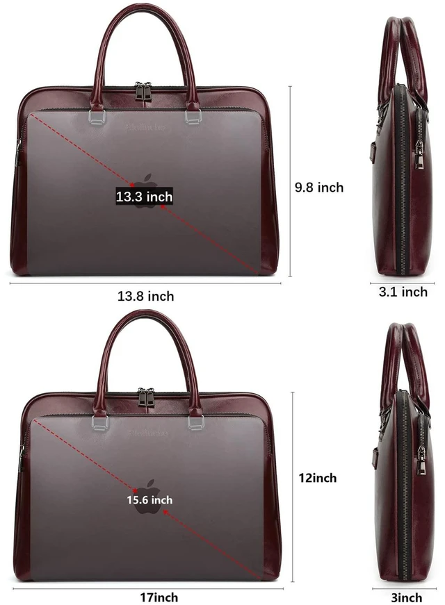 Alt view image 4 of 5 - Blofinche Genuine Leather laptop Briefcase: Messenger shoulder bag 15 16 inch men macbook case women work satchel designer handbag