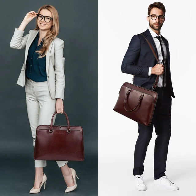 Alt view image 2 of 5 - Blofinche Genuine Leather laptop Briefcase: Messenger shoulder bag 15 16 inch men macbook case women work satchel designer handbag