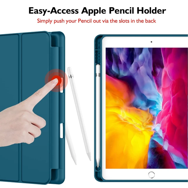 Alt view image 2 of 5 - iMieet iPad 9.7 Case (2018/2017 Model, 6th/5th Generation), Smart Cover with Pencil Holder and Soft Baby Skin Silicone Back and Full Body Protection, Auto Wake/Sleep Cover (Teal)