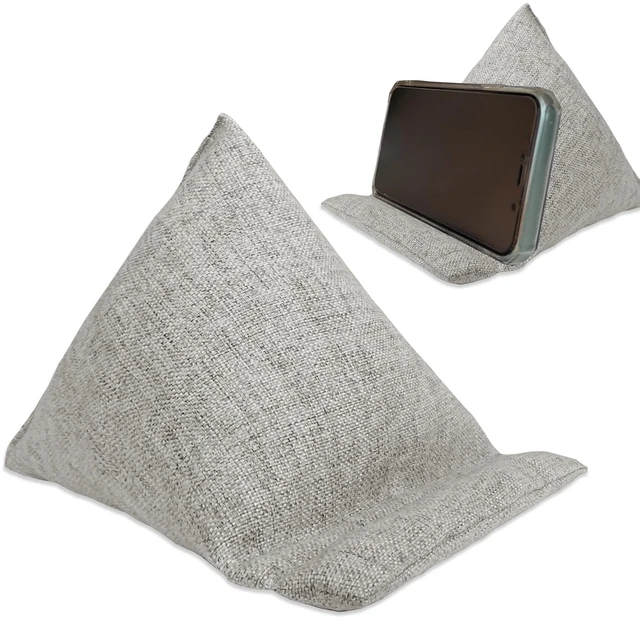 Main image of WARMTONE Mini Bean Bags Phone Pillows Set of 2, Bed Phone Holder Laying Down Cell Phone Stand for Desk Office, Tablet Pillow Cushion for Bedside, Universal Fit for All Smartphone, Light Grey