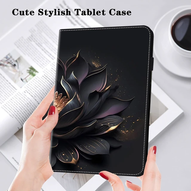 Alt view image 4 of 5 - VODEFOX Case for Kindle Fire HD 8 & 8 Plus Tablet (12th/10th Generation,2024/2022/2020),Folio Slim Fit Stand PU Leather Wallet Shockproof Cover with Card Slots for Fire HD 8 Tablet 8"- Purple Lotus