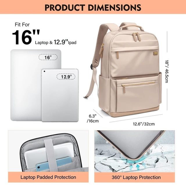 Alt view image 3 of 5 - VNINE Laptop Backpack for Women, Fashion Travel Backpack Fits 15.6 Inch Laptop Water Resistant Computer Backpack for College Teacher Nurse Business Large Capacity Casual Daypack
