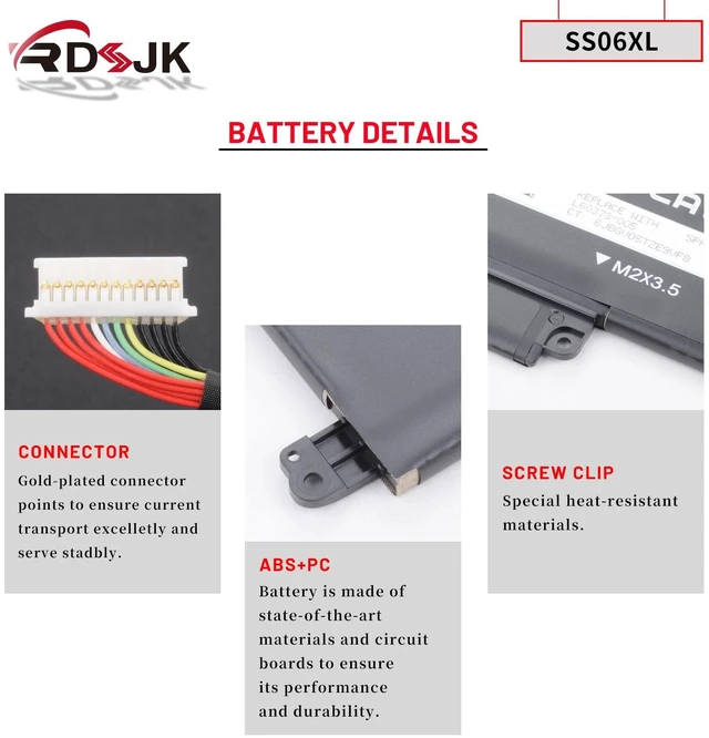 Alt view image 5 of 5 - RDSJ SS06XL Laptop Battery for HP Elite Dragonfly G3 G4 Series SS06068XL M73476-005 M73478-005 M73478-006 M64310-AC1 M64310-271 M75024-271 HSTNN-OB2M TPN-DB0O 11.58V 68.4Wh 5673mAh