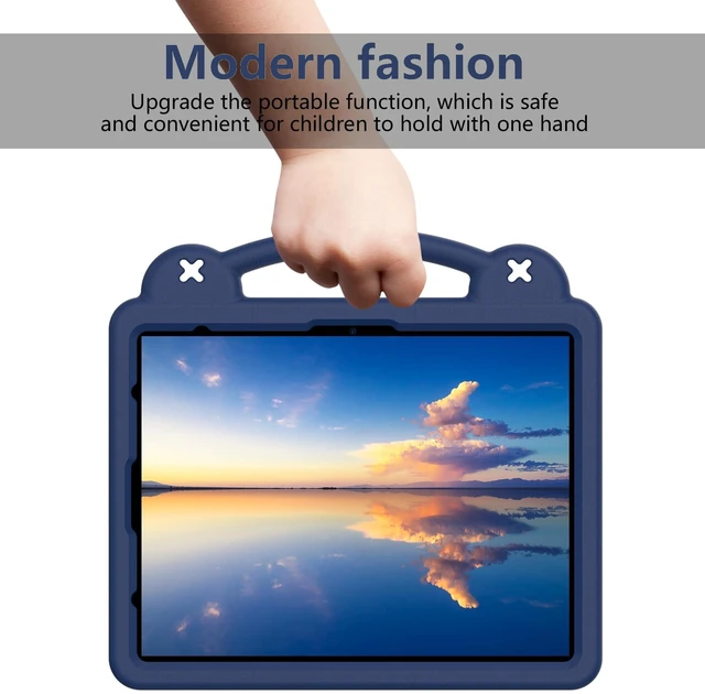 Alt view image 5 of 5 - UUcovers Kids Case for iPad Air 13 inch M3 2025/M2 2024,iPad Pro 13 inch M4 2024 & iPad Pro 12.9 inch Case 6th/5th/4th/3rd Gen 2022 2021 2020 2018 with Stand/Pencil Holder/Handle, Navy Blue Bear