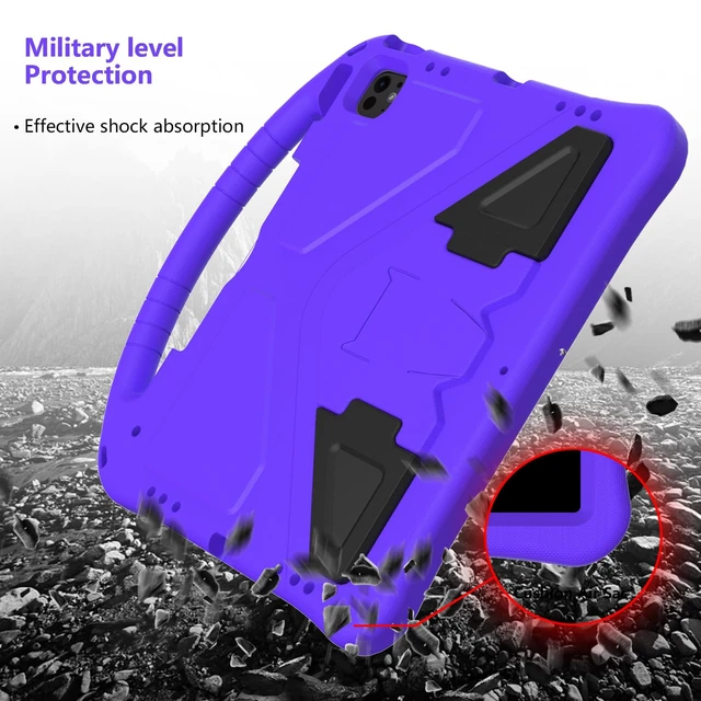 Alt view image 4 of 5 - UUcovers Kids Case for iPad Air 13 inch M4/M3/M2 (2026/2025/2024) with Pencil Holder/Shockproof Handle/Kickstand/Slim Lightweight Soft EVA Foam Folio Stand Tablet Protective Girls Boys Cover, Purple