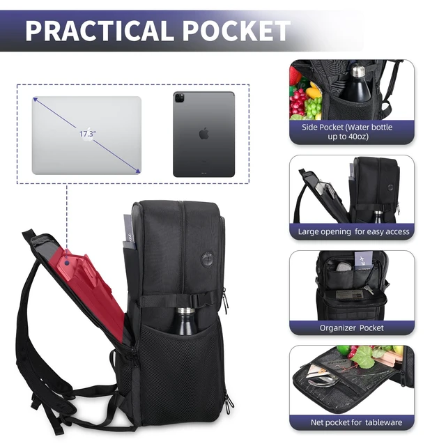 Alt view image 2 of 5 - BERTASCHE Backpack with Lunch Compartment,17.3 inch Laptop Backpack for Men