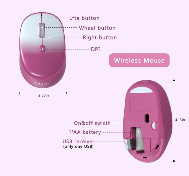 Alt view image 5 of 5 - UBOTIE Colorful Computer Wireless Keyboard Mouse Combo (Rosy Gradient)