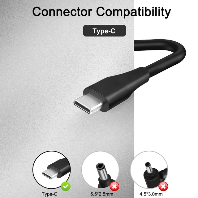 Alt view image 4 of 5 - 65W 45W USB C Charger Compatible with Acer Swift 3 5 Chromebook Spin 514 714 Spin 3 5 Chromebook Plus 515 Swift Edge 65W Power Cord W21-065N2A W21-065N2D Nitro Blaze 7 Charger