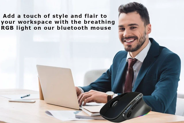 Alt view image 2 of 5 - Ergonomic Mouse Jiggler, Large Middle Hands Dual Mode(Bluetooth+USB)Rechargeable Vertical Carpal Tunnel Bluetooth Wireless Mouse for PC/Laptop/Computer/Desktop/Tablet/ipad/Macbook Office Work G