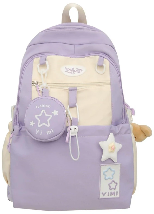Main image of MININAI Coquette College Backpack Y2K Kawaii Preppy Large Laptop Bookbag Casual Aesthetic Fashion Travel Daypack for Women (Purple)