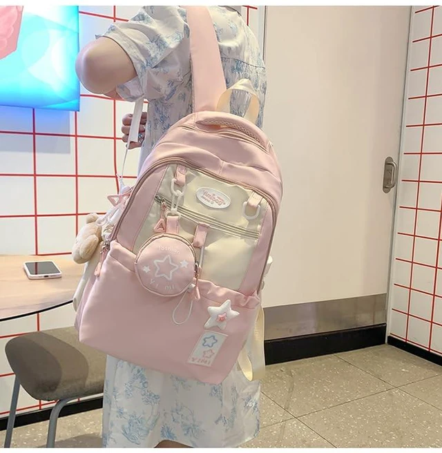 Alt view image 3 of 5 - MININAI Coquette College Backpack Y2K Kawaii Preppy Large Laptop Bookbag Casual Aesthetic Fashion Travel Daypack for Women (Purple)
