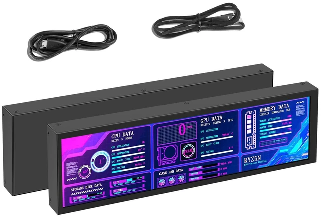 Main image of AISHICHEN 8.8 Inch LCD Display, Mini Monitor 1920x480 60Hz IPS Stretched Bar Monitor, PC Sensor Panel, AIDA64 Computer Temperature Secondary Screen with Mini HDMI & Adjustable Brightness