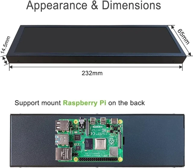 Alt view image 2 of 5 - AISHICHEN 8.8 Inch LCD Display, Mini Monitor 1920x480 60Hz IPS Stretched Bar Monitor, PC Sensor Panel, AIDA64 Computer Temperature Secondary Screen with Mini HDMI & Adjustable Brightness