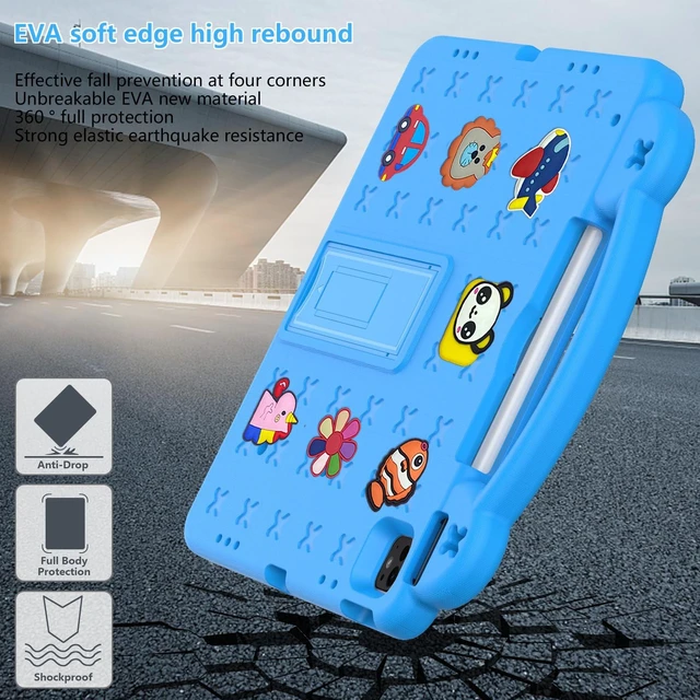 Alt view image 4 of 5 - UUcovers Kids Case for iPad Air 13 inch M3 2025/M2 2024,iPad Pro 13 inch M4 2024 & iPad Pro 12.9 inch Case 6th/5th/4th/3rd Gen 2022 2021 2020 2018 with Stand/Pencil Holder/Handle, Sky Blue Bear