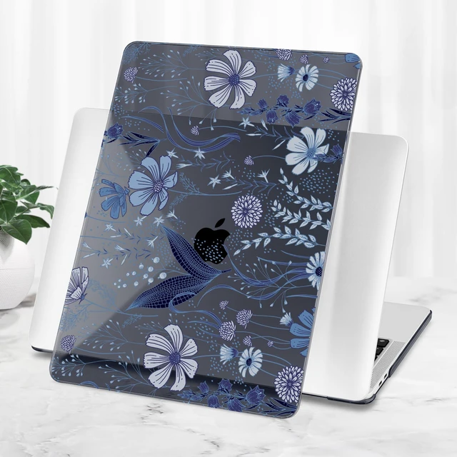 Alt view image 5 of 5 - Tuiklol Case for 2022 MacBook Pro 13 Inch M2 Clip, 2021 2020 Release M1 A2338 A2289 A2251, Hard Shell Case for MacBook Pro 13.3" with Touch Bar Fits Touch ID and Retina Display, Blue Line Floral