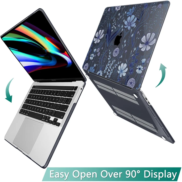 Alt view image 4 of 5 - Tuiklol Case for 2022 MacBook Pro 13 Inch M2 Clip, 2021 2020 Release M1 A2338 A2289 A2251, Hard Shell Case for MacBook Pro 13.3" with Touch Bar Fits Touch ID and Retina Display, Blue Line Floral
