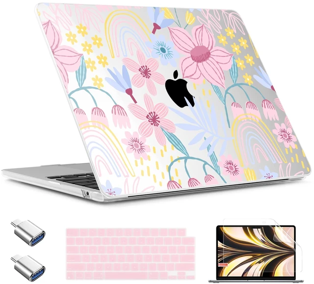 Main image of TWOLSKOO for MacBook Air 13 inch Case M5 2026 M4 2025 M3 M2 2024-2022 A3449 A3240 A3113 A2681, Plastic Hard Shell & Keyboard Cover & Type C for MacBook Air 13.6 inch Case, Floral Spring