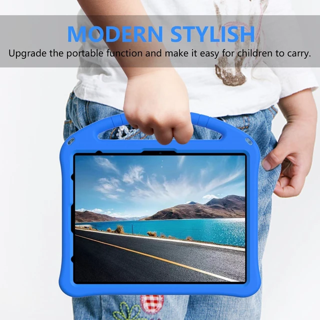 Alt view image 5 of 5 - UUcovers Kids Case for iPad Pro 13 inch M5/M4 (2025/2024) with Kickstand/Pencil Holder/Handle Stand Lightweight Soft EVA Foam Shockproof Heavy Duty Rugged Protection Kids Girls Boys Cover, Blue