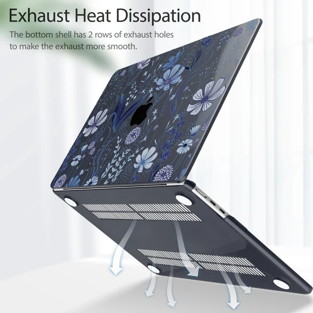 Alt view image 4 of 5 - Tuiklol for MacBook Air 13 inch Case M5 2026 M4 2025 M3 2024 M2 2022 Release Model A3449 A3240 A3113 A2681,Plastic Hard Shell Cover for MacBook Air 13.6 with Touch ID, Blue Line Floral