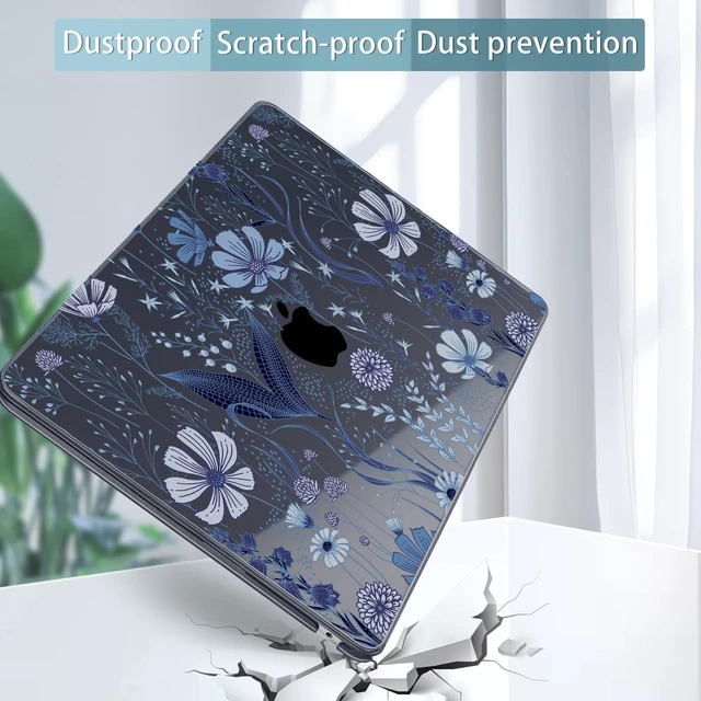 Alt view image 5 of 5 - Tuiklol for MacBook Air 13 inch Case M5 2026 M4 2025 M3 2024 M2 2022 Release Model A3449 A3240 A3113 A2681,Plastic Hard Shell Cover for MacBook Air 13.6 with Touch ID, Blue Line Floral