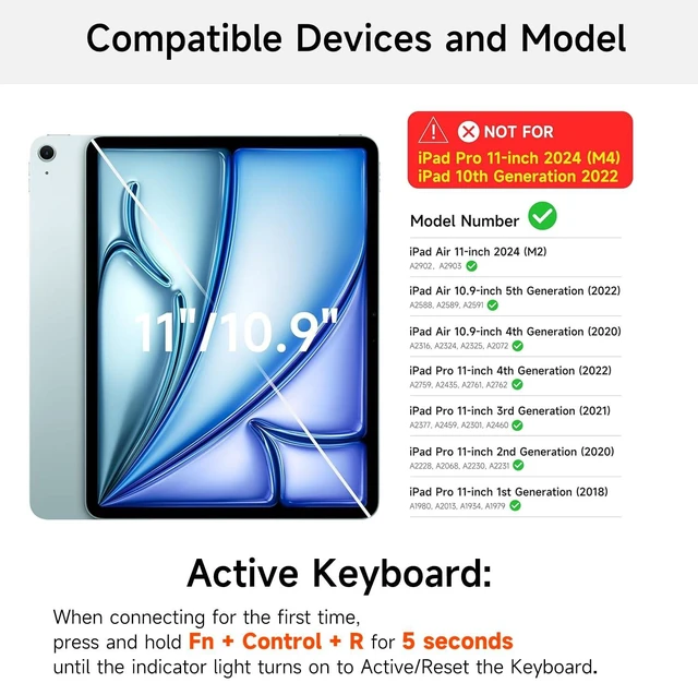 Alt view image 2 of 5 - nimin Keyboard Case for iPad Air 11 inch 2024 (M2),iPad Air 5th/4th Gen and iPad Pro 11 inch (4th/3rd/2nd/1st Gen) Case with Keyboard,Magic-Stand,Built-in Trackpad,7-Color Backlit, Auto Sleep/Wake