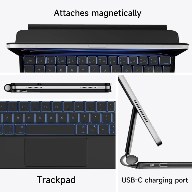 Alt view image 4 of 5 - nimin Keyboard Case for iPad Air 11 inch 2024 (M2),iPad Air 5th/4th Gen and iPad Pro 11 inch (4th/3rd/2nd/1st Gen) Case with Keyboard,Magic-Stand,Built-in Trackpad,7-Color Backlit, Auto Sleep/Wake