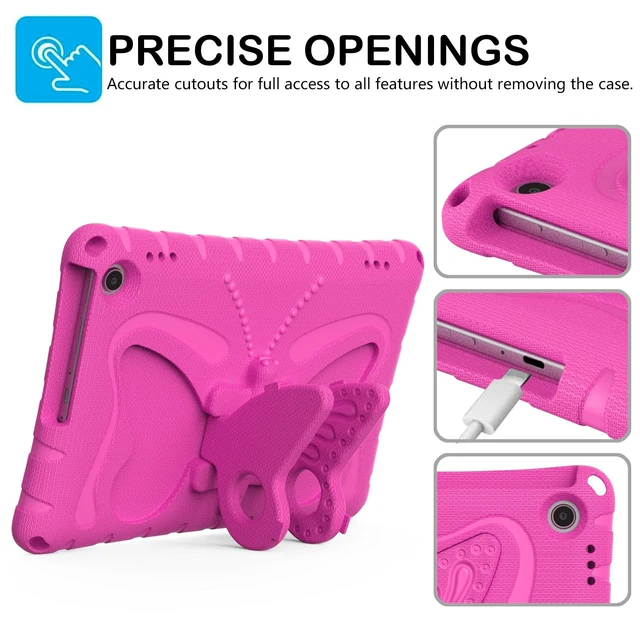 Alt view image 3 of 5 - YGTRLKP For Kindle Fire Max 11" (2023) Butterfly Wings Kickstand kids girl Tablet Case EVA Material Light Weight Shockproof Rugged Heavy Duty Kids Tablet Case for Kindle Fire Max 11" (2023) (Rose red)