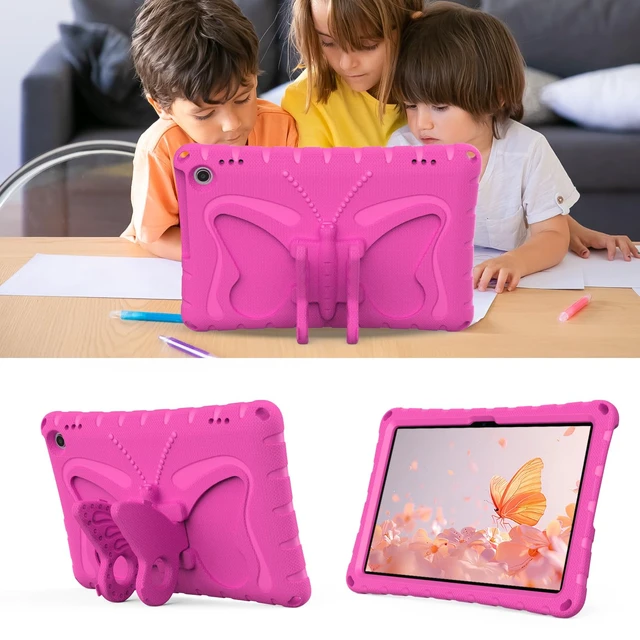 Alt view image 2 of 5 - YGTRLKP For Kindle Fire Max 11" (2023) Butterfly Wings Kickstand kids girl Tablet Case EVA Material Light Weight Shockproof Rugged Heavy Duty Kids Tablet Case for Kindle Fire Max 11" (2023) (Rose red)