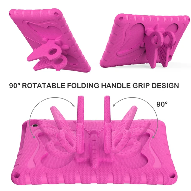 Alt view image 4 of 5 - YGTRLKP For Kindle Fire Max 11" (2023) Butterfly Wings Kickstand kids girl Tablet Case EVA Material Light Weight Shockproof Rugged Heavy Duty Kids Tablet Case for Kindle Fire Max 11" (2023) (Rose red)