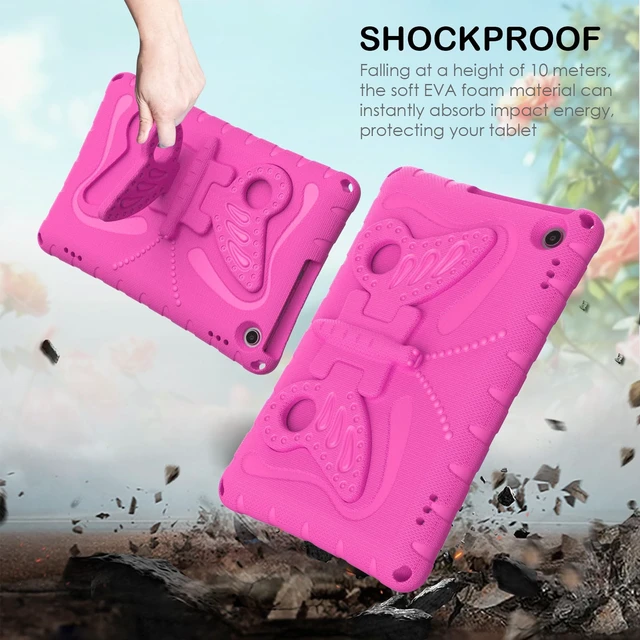 Alt view image 5 of 5 - YGTRLKP For Kindle Fire Max 11" (2023) Butterfly Wings Kickstand kids girl Tablet Case EVA Material Light Weight Shockproof Rugged Heavy Duty Kids Tablet Case for Kindle Fire Max 11" (2023) (Rose red)