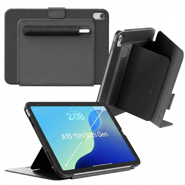 Main image of Proper iPad Case 10th & 11th Generation (A16) with Dual Pencil Holder - Secure Pouch + Magnetic Side - 10.9 Inch Folio Cover, Multi-Angle Portrait Stand & Fridge Mount